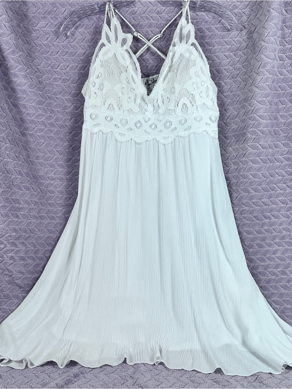 For Justify White Crochet Lace Summer Dress XL Boho Cottagecore Festival